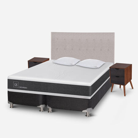 Box Spring King Ortopedic 5 Zonas + Almohadas Viscoel&aacute;sticas + Set Tigris