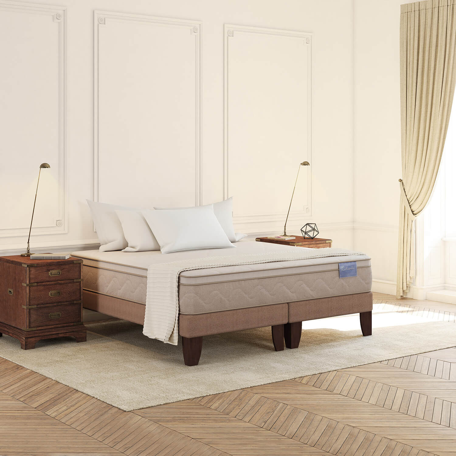 Cama Europea 2 Plazas Rilassati Base Dividida + Plum&oacute;n