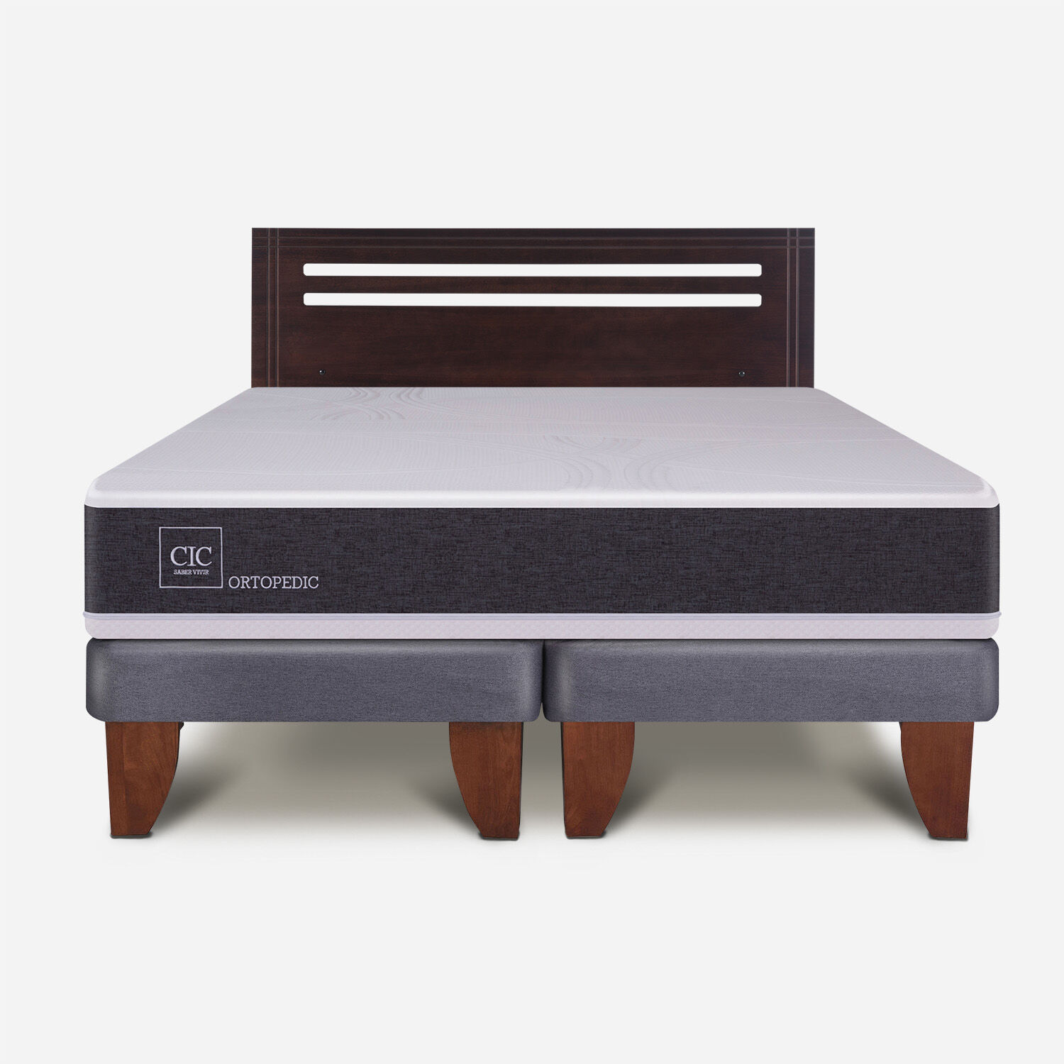 Cama Europea 2 Plazas Base Dividida Ortopedic + Respaldo Múnich Chocolate