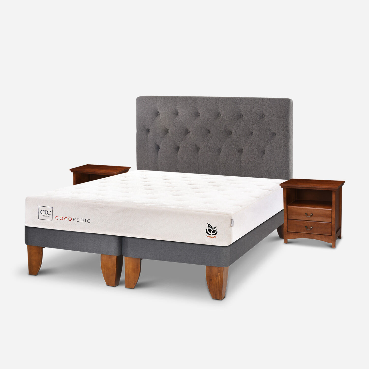 Cama Europea 2 Plazas Cocopedic Base Dividida + Set Kavery