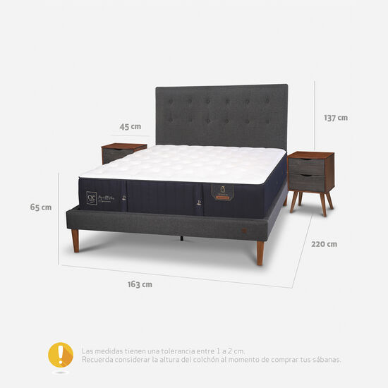 Cama Europea Curve 2 Plazas Premium + Set Éufrates