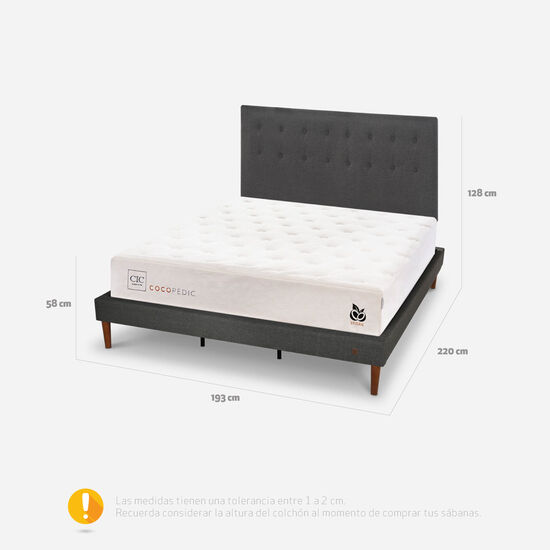 Cama Europea Curve King Cocopedic + Respaldo Éufrates