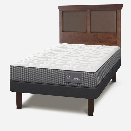 Cama Europea 1.5 Plazas Anatomic + Respaldo Torino Caramel