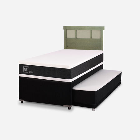 Cama Nido Diván Ortopedic + Respaldo Dublín Olivo