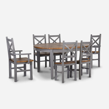 Comedor 4 Sillas 2 Sitiales Provenza Gris / Mesa con Extensión