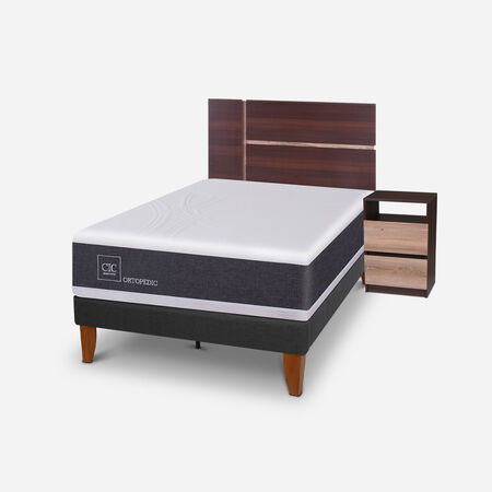 Cama Europea Curve 1,5 Plazas Ortopedic + Set Enio