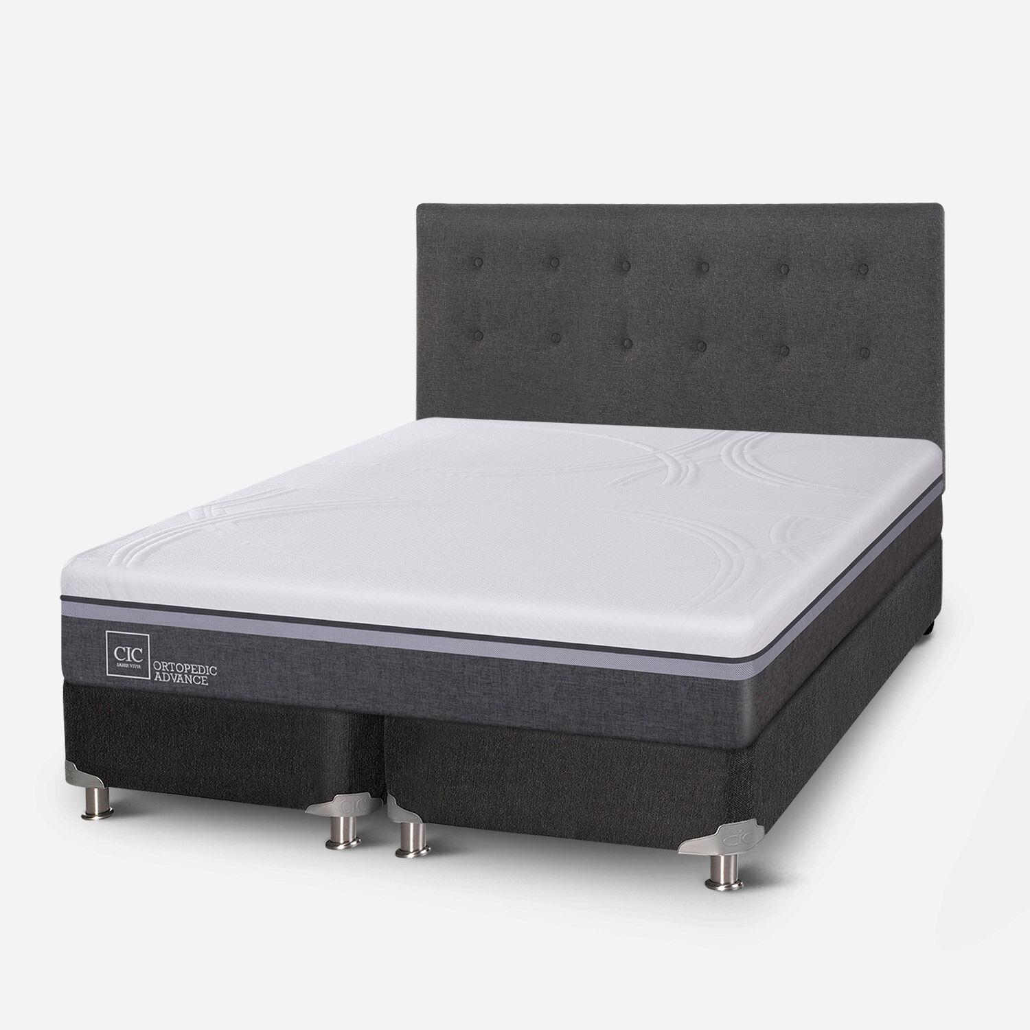 Box Spring 2 Plazas Ortopedic Advance Base Dividida 5 Zonas + Respaldo &Eacute;ufrates