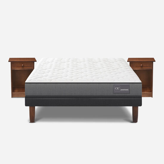 Cama Europea 2 Plazas Base Normal Anatomic + Veladores Villarrica