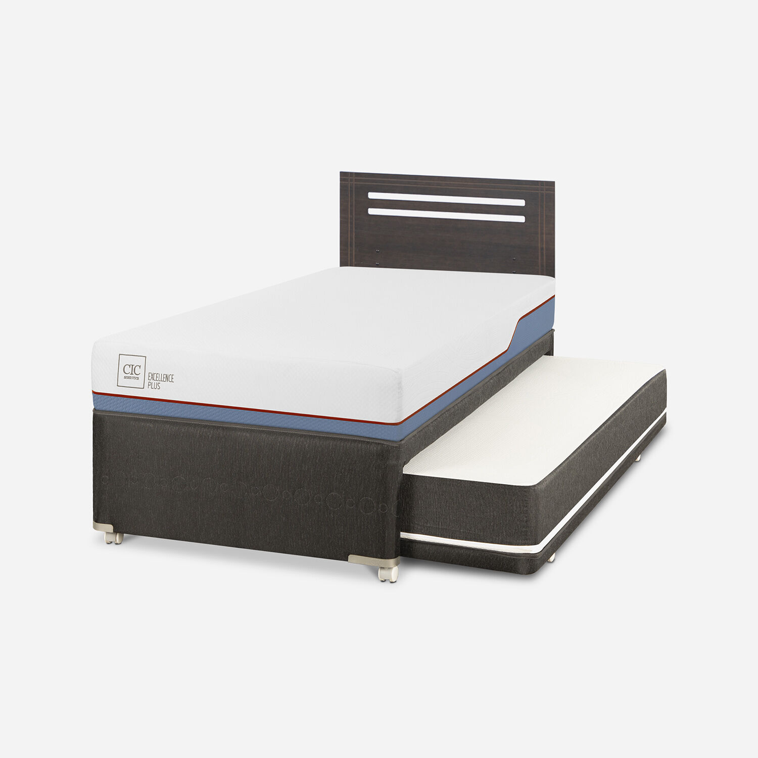 Cama Nido Diván Excellence Plus + Respaldo Munich Gris