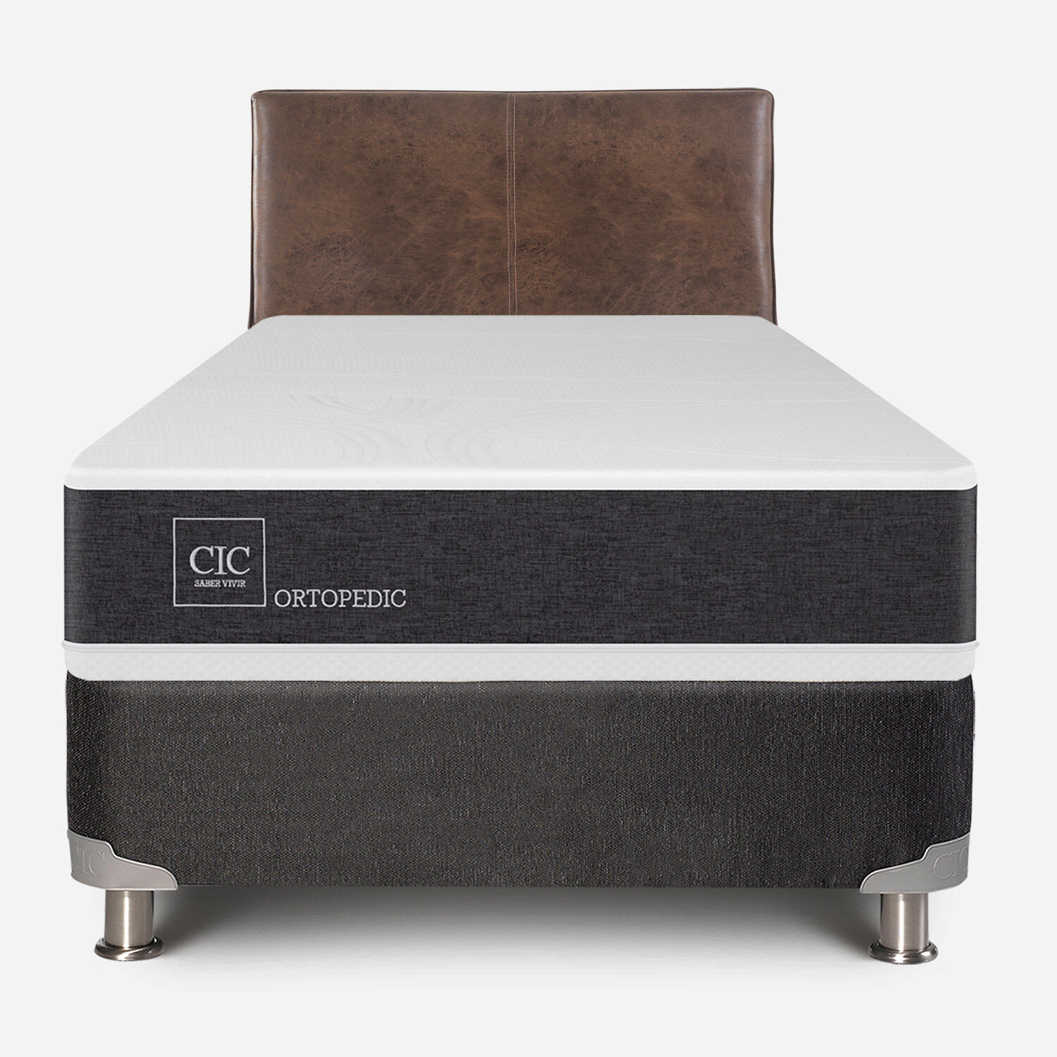 Box Spring 1,5 Plazas Ortopedic 5 Zonas + Respaldo Baker