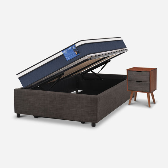 Cama Space Box 1.5 Plazas Excellence Plus + Velador Níger