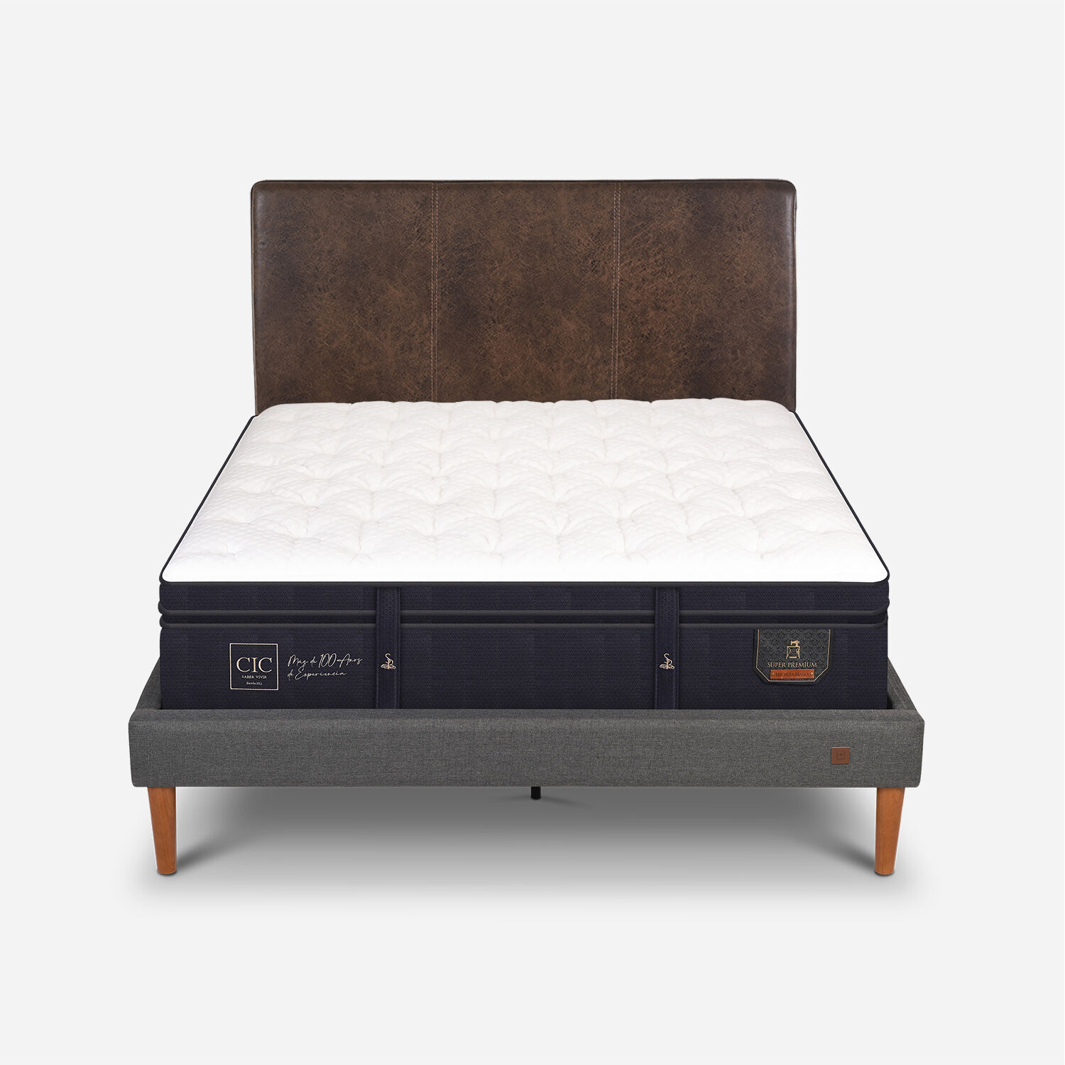 Cama Europea Curve 2 Plazas Super Premium + Respaldo Baker