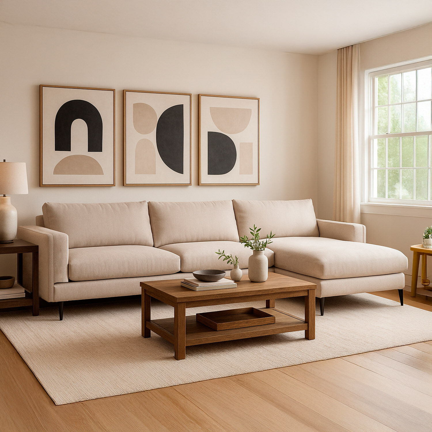 Sof&aacute; Seccional Derecho Beige Mar&iacute;a Repreve