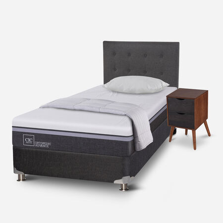 Box Spring 1,5 Plazas Ortopedic Advance 5 Zonas + Almohada + Plum&oacute;n + Set &Eacute;ufrates