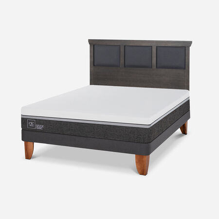 Cama Europea 2 Plazas Ortopedic Advance Base Dividida + Respaldo Torino Gris