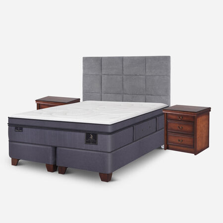 Box Spring 2 Plazas Super Premium Base Dividida + Set T&aacute;mesis