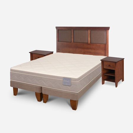 Cama Europea 2 Plazas Rilassati Base Dividida + Set Torino Caramel