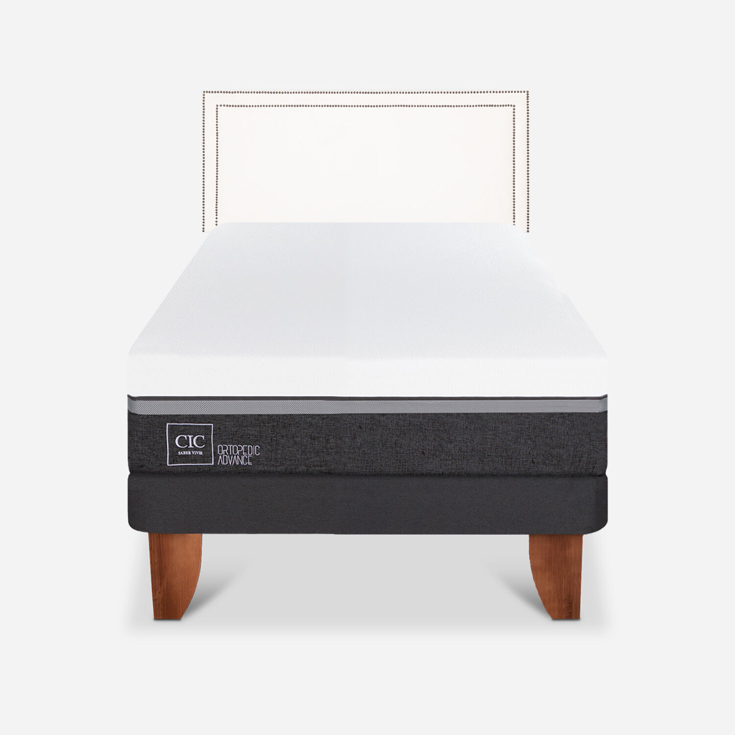 Cama Europea 1,5 Plazas Ortopedic Advance + Respaldo Danubio