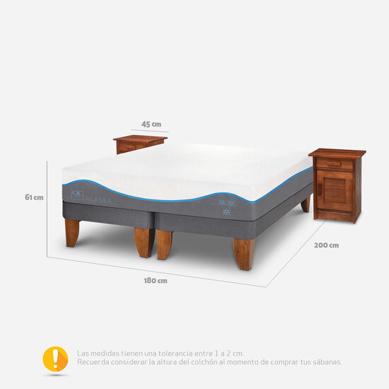 Cama Europea King Alaska + Veladores Milán