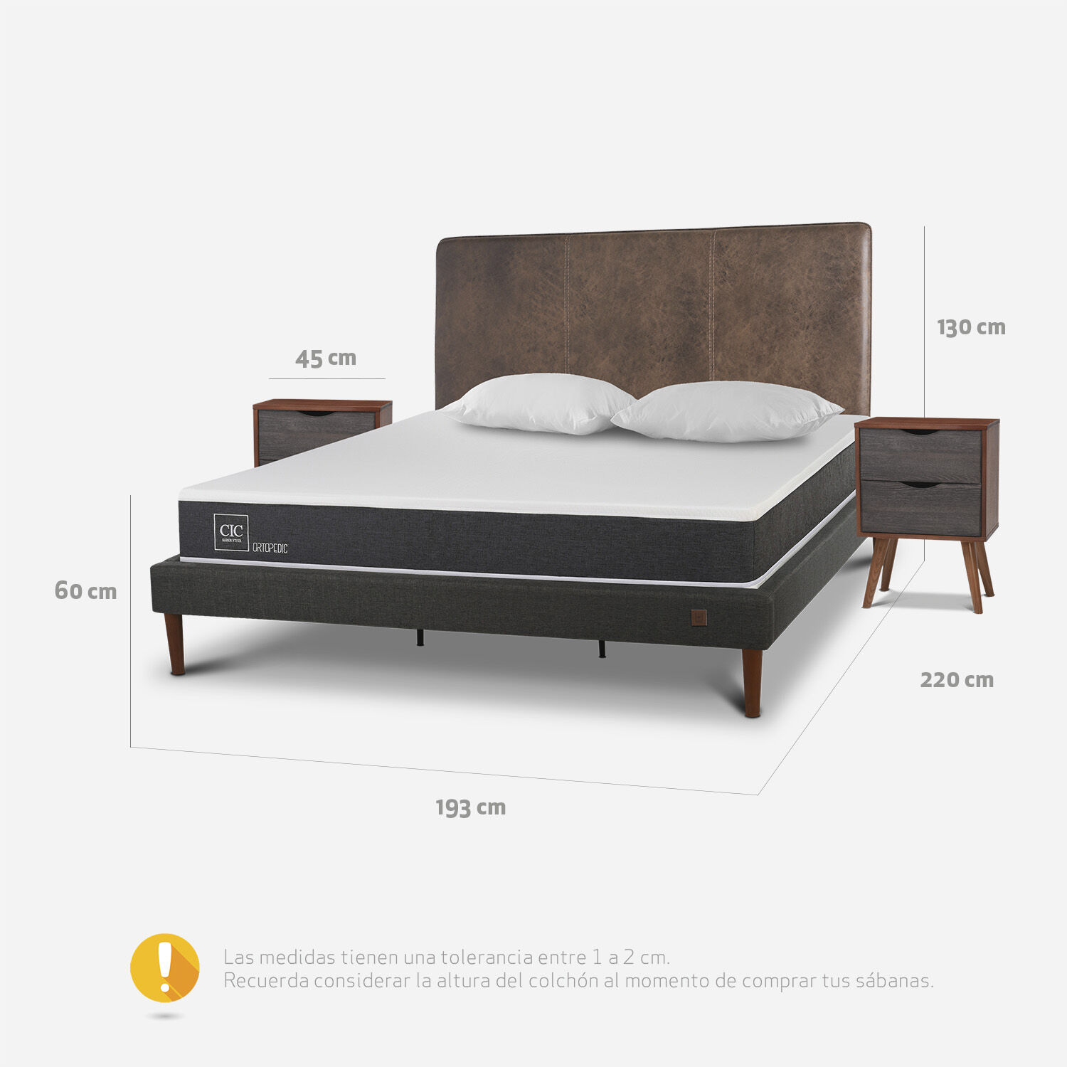 Cama Europea Curve King Ortopedic + Set Baker + Almohadas Viscoel&aacute;sticas