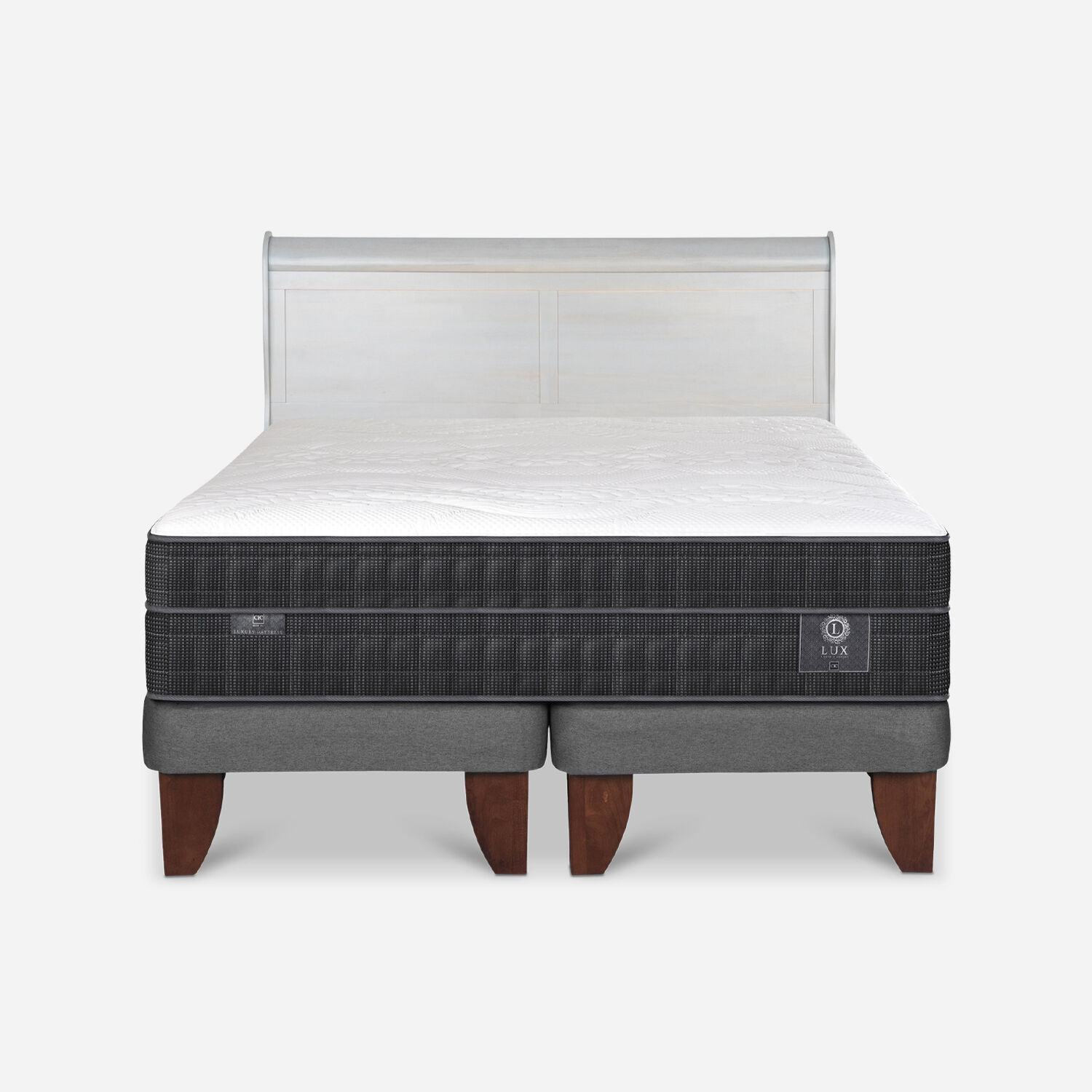 Cama Europea 2 Plazas Lux Base Dividida + Respaldo Miró Alpino