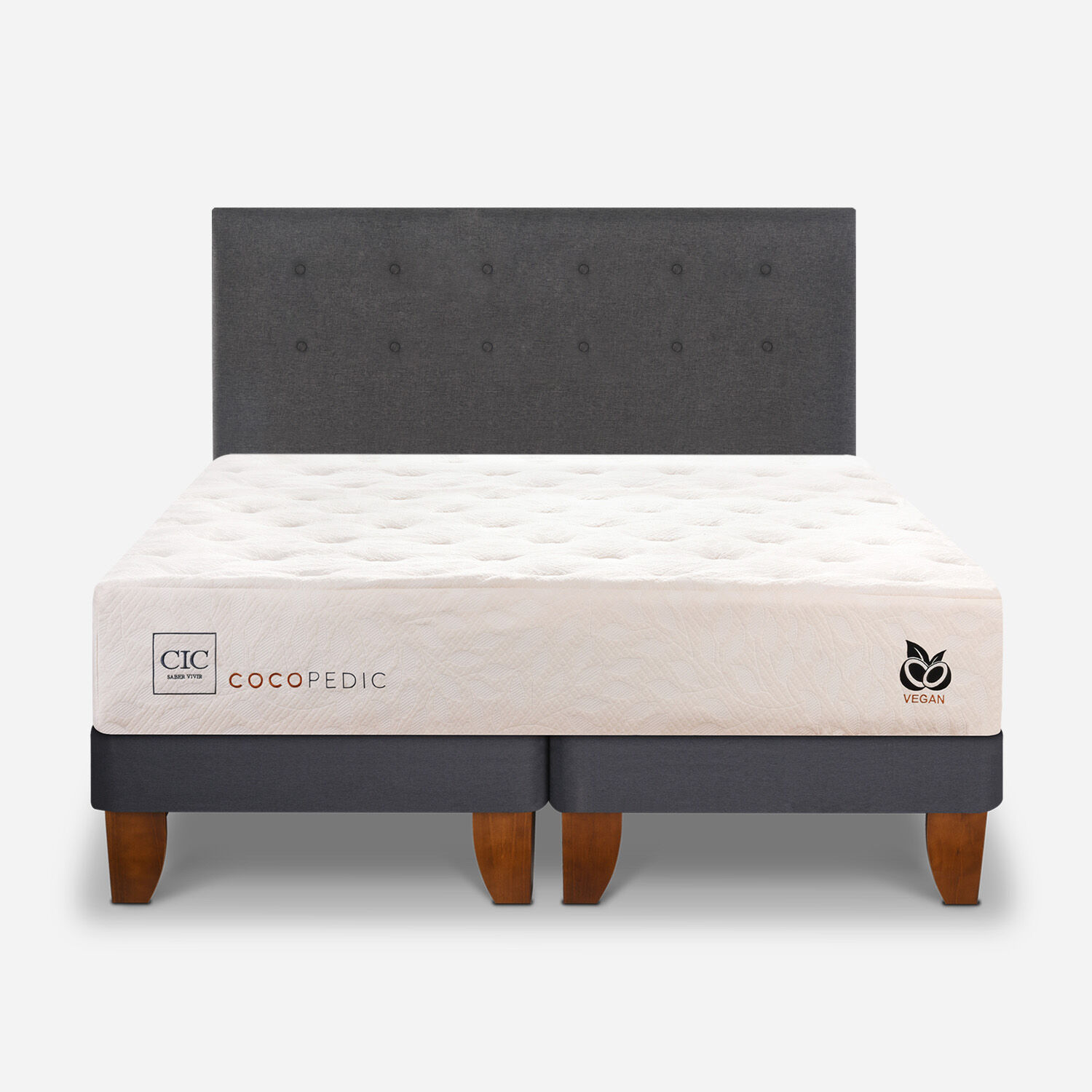 Cama Europea 2 Plazas Cocopedic Base Dividida + Respaldo &Eacute;ufrates