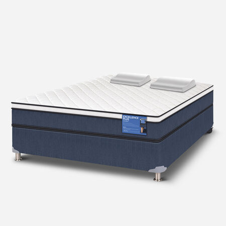 Cama Americana 2 Plazas Excellence Plus Base Normal + Almohadas Viscoel&aacute;sticas
