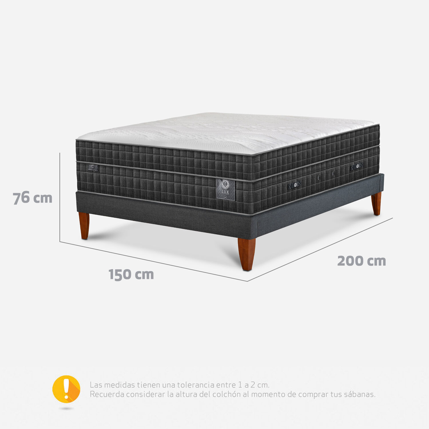 Cama Europea Box 2 Plazas Lux