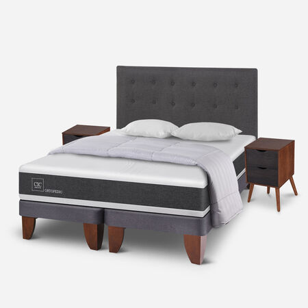 Cama Europea 2 Plazas Ortopedic Base Dividida + Almohadas + Plum&oacute;n + Set &Eacute;ufrates
