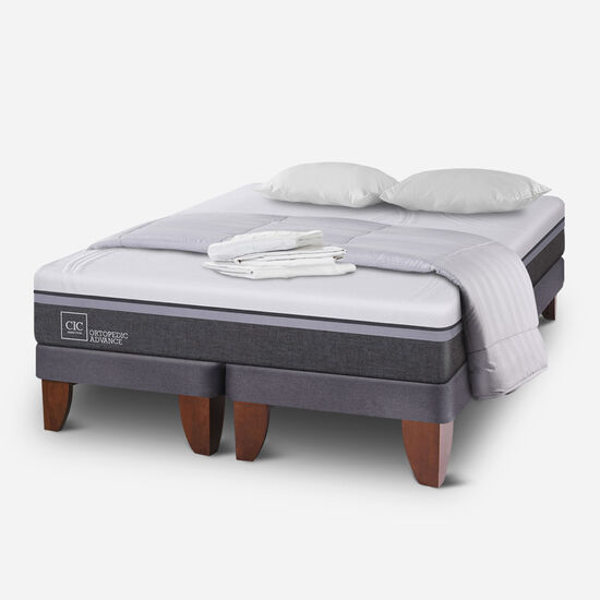 Cama Europea 2 Plazas Ortopedic Advance Base Dividida + Almohadas + Plumón