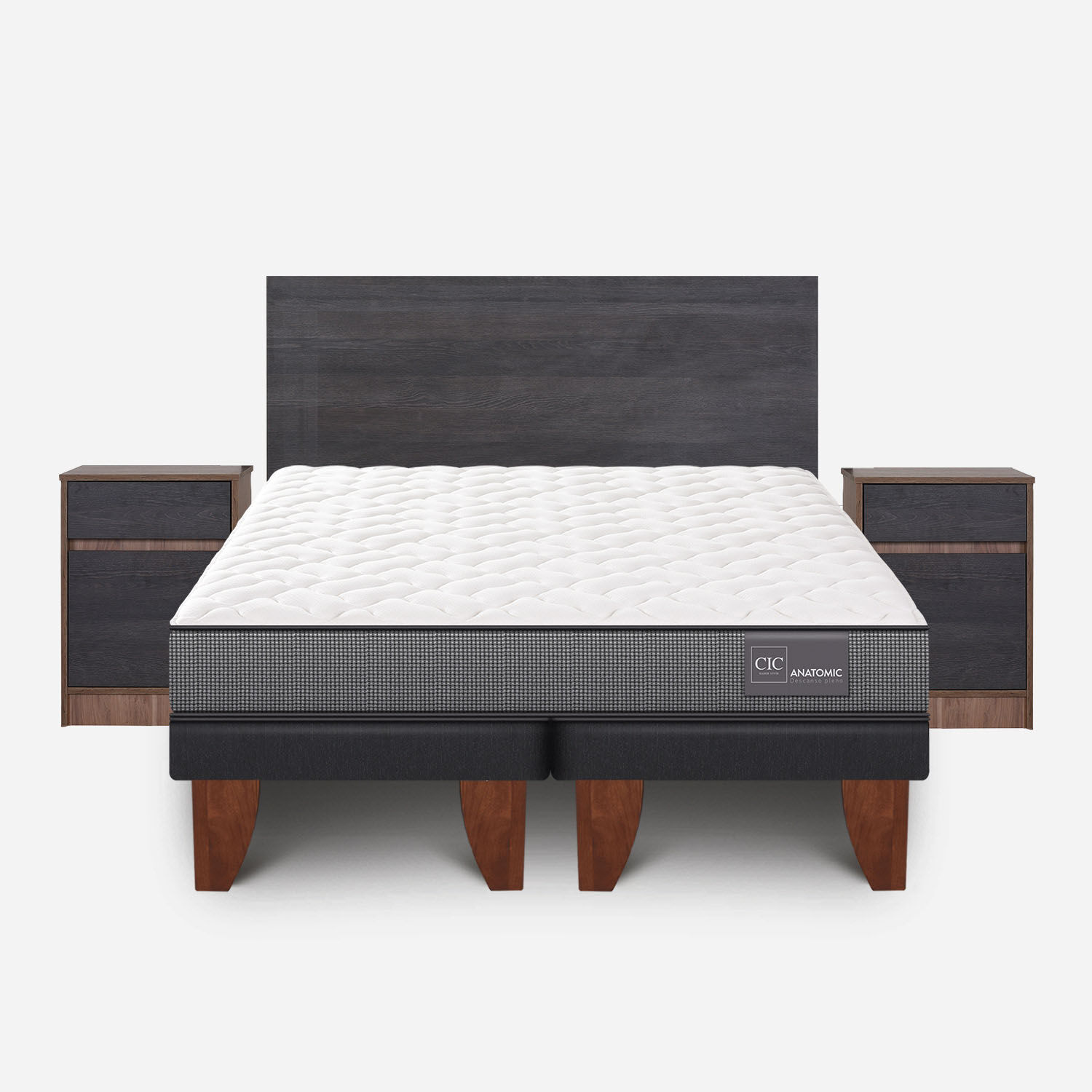 Cama Europea 2 Plazas Anatomic Base Dividida + Set Espresso