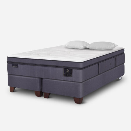 Box Spring 2 Plazas Super Premium Base Dividida + Almohadas