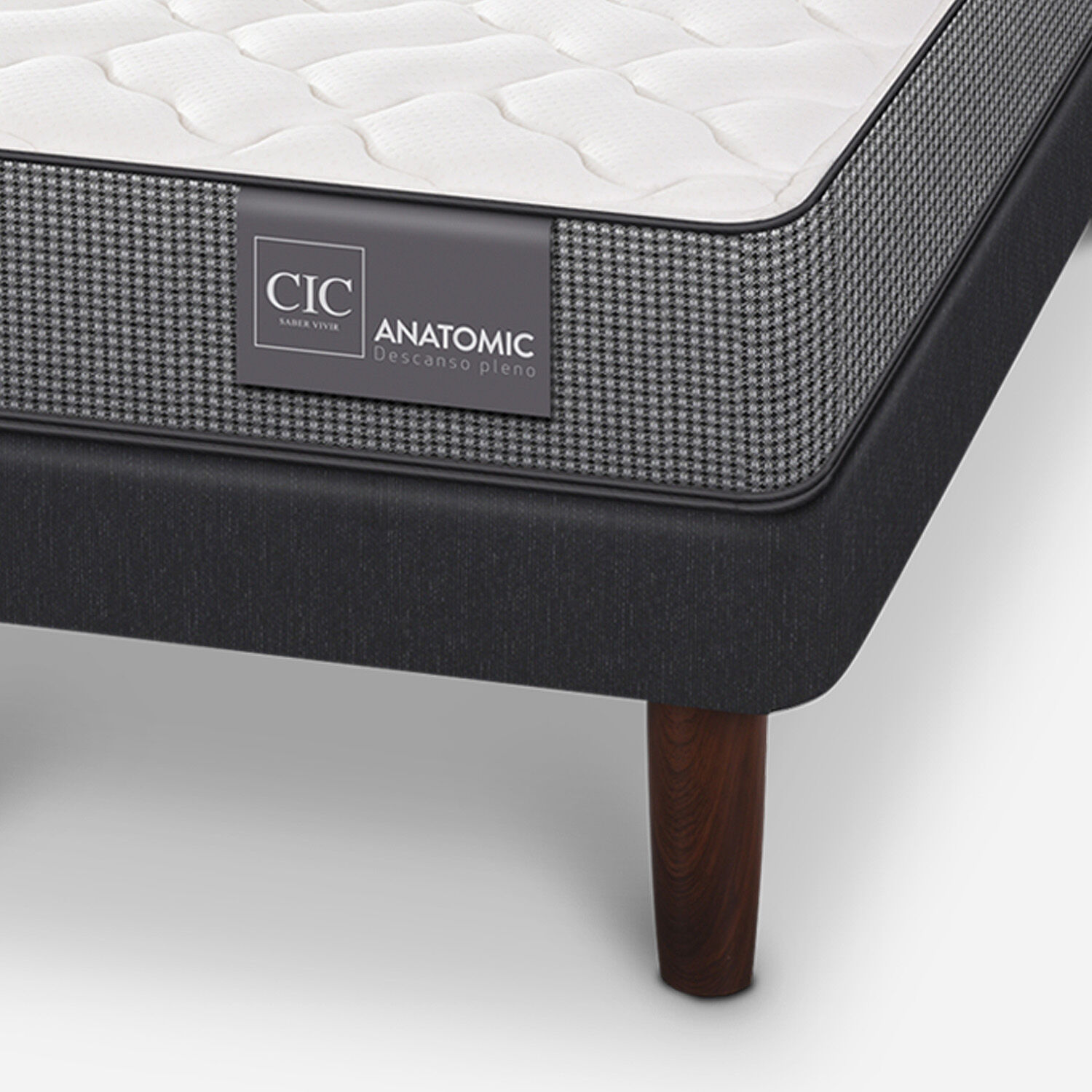 Cama Europea 2 Plazas Anatomic Base Dividida + Respaldo Gales Gris