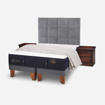 Cama Europea Super King Premium + Set Támesis + Almohadas 100% Pluma de Ganso