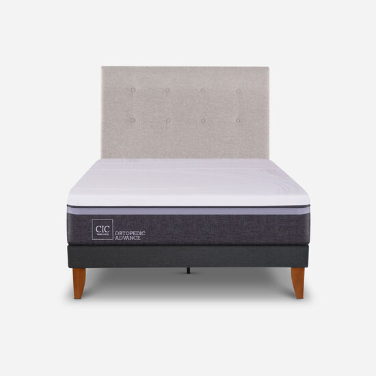 Cama Europea Curve 1.5 Plazas Ortopedic Advance + Respaldo Tigris