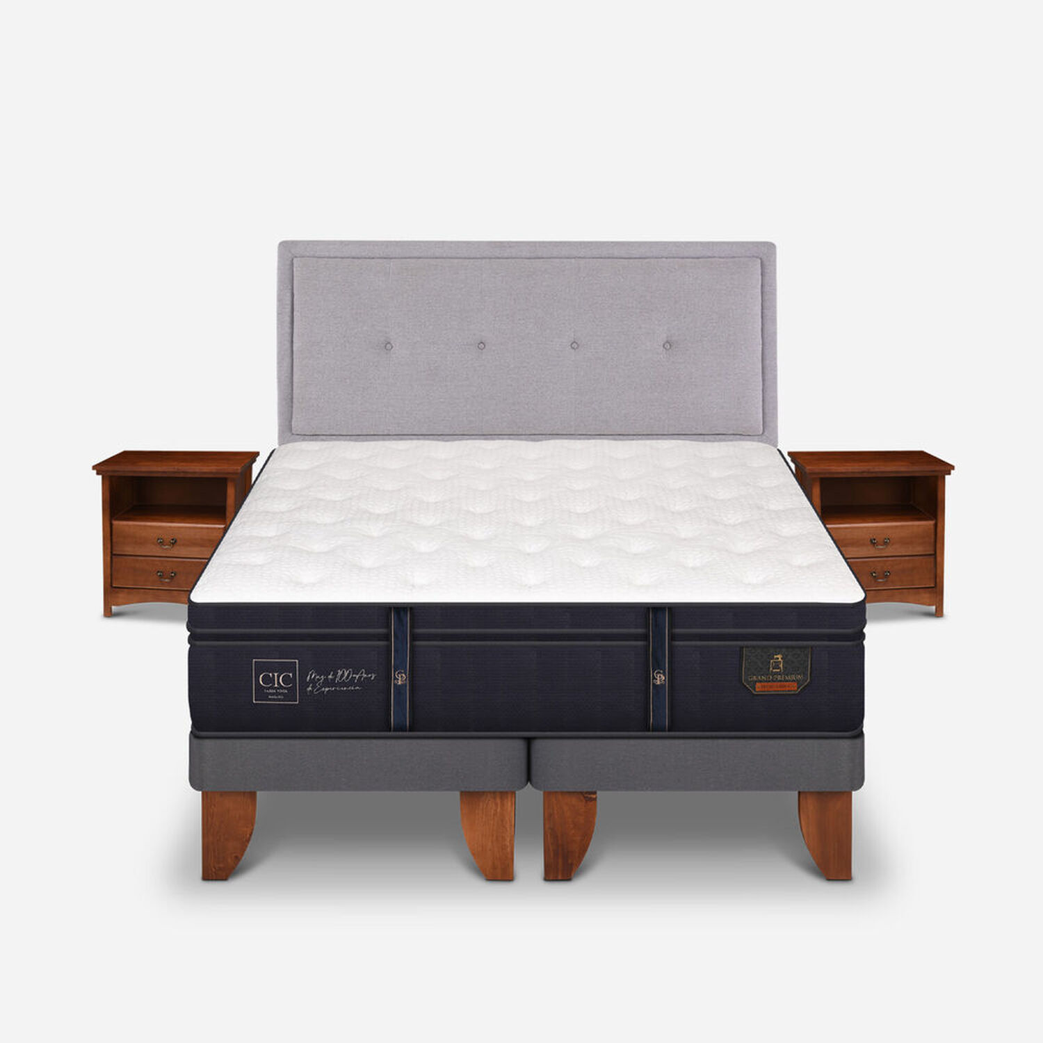 Cama Europea 2 Plazas Grand Premium Base Dividida + Set Ganges