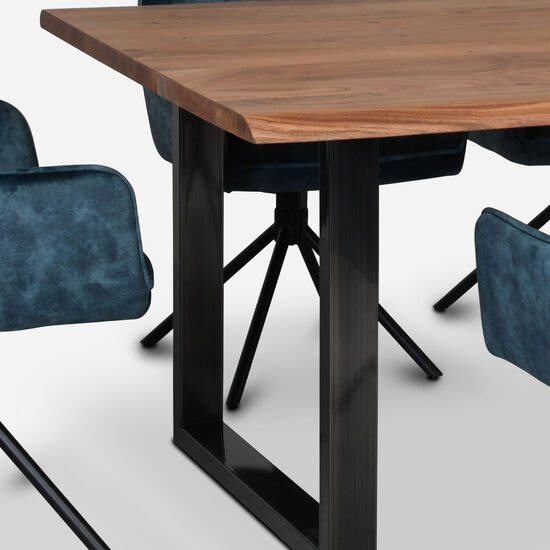 Comedor Florencia Natural + 6 Sillas Ottawa Azul