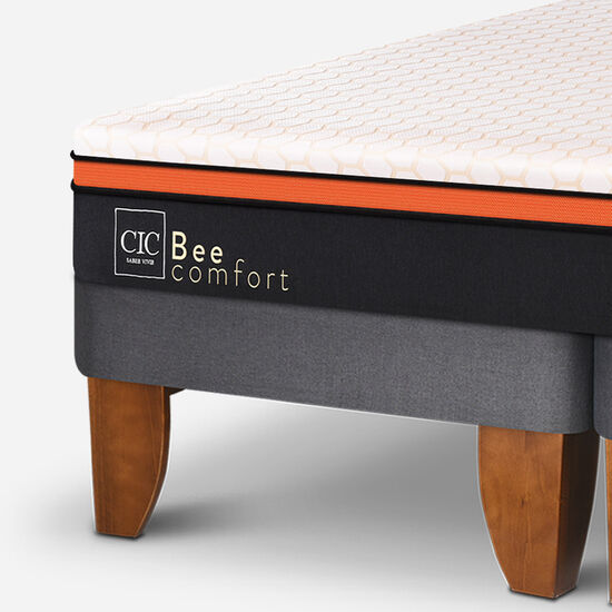 Cama Europea King Bee Comfort + Almohadas Viscoelásticas + Plumón