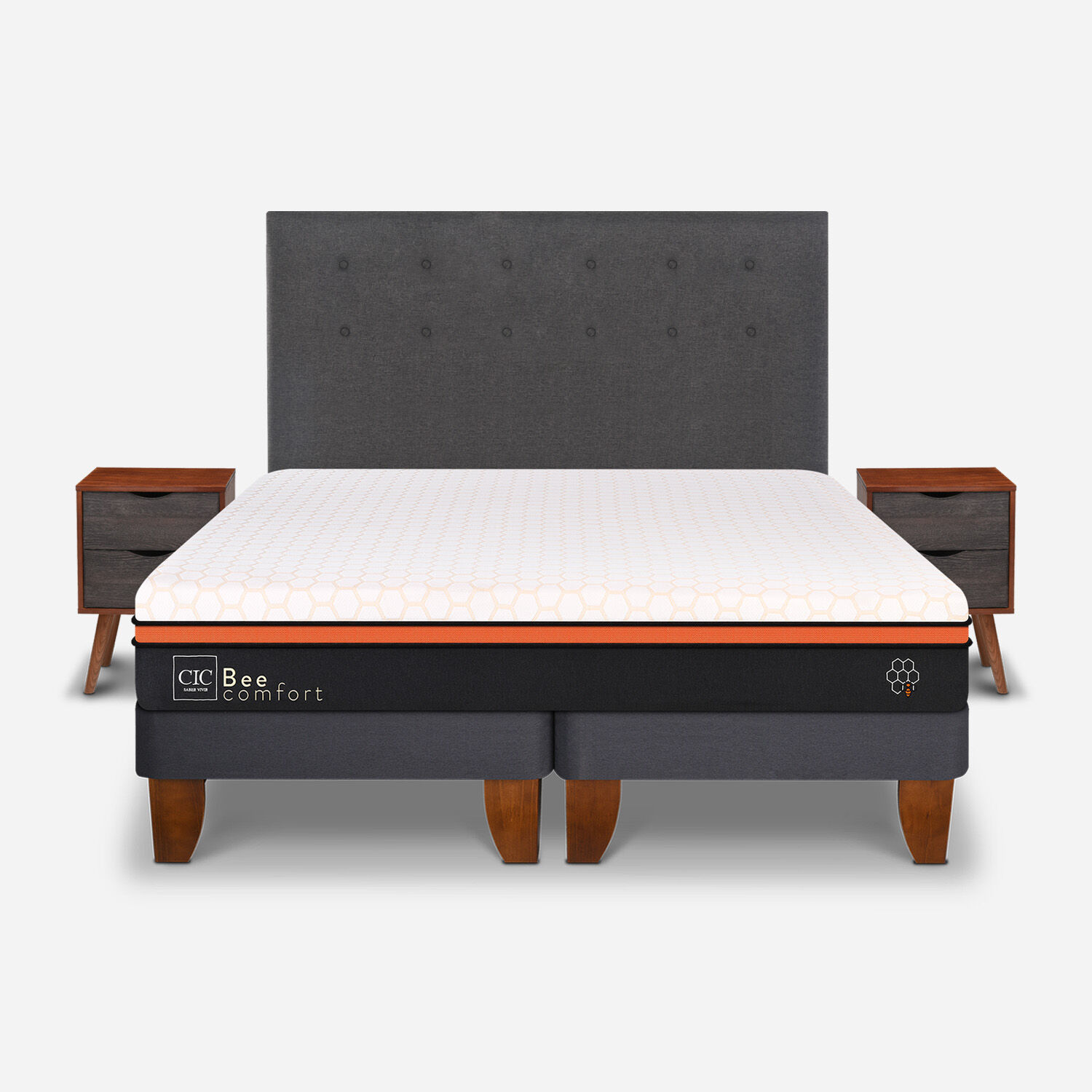 Cama Europea 2 Plazas Bee Comfort Base Dividida + Set &Eacute;ufrates