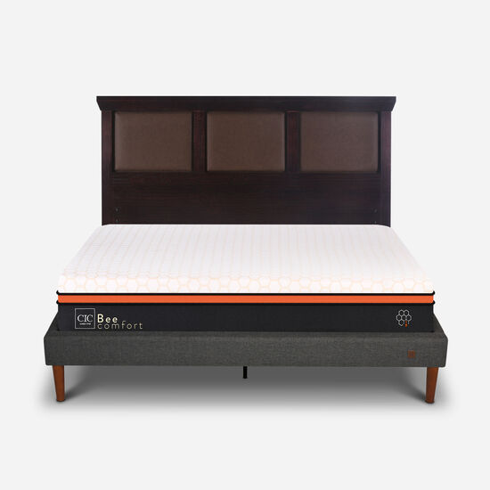 Cama Europea Curve 2 Plazas Bee Comfort + Respaldo New Torino Choc