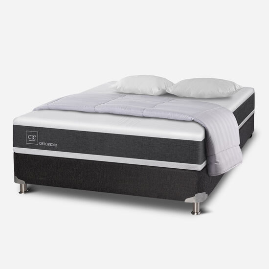 Box Spring 2 Plazas Ortopedic Base Normal 5 Zonas + Almohadas + Plumón