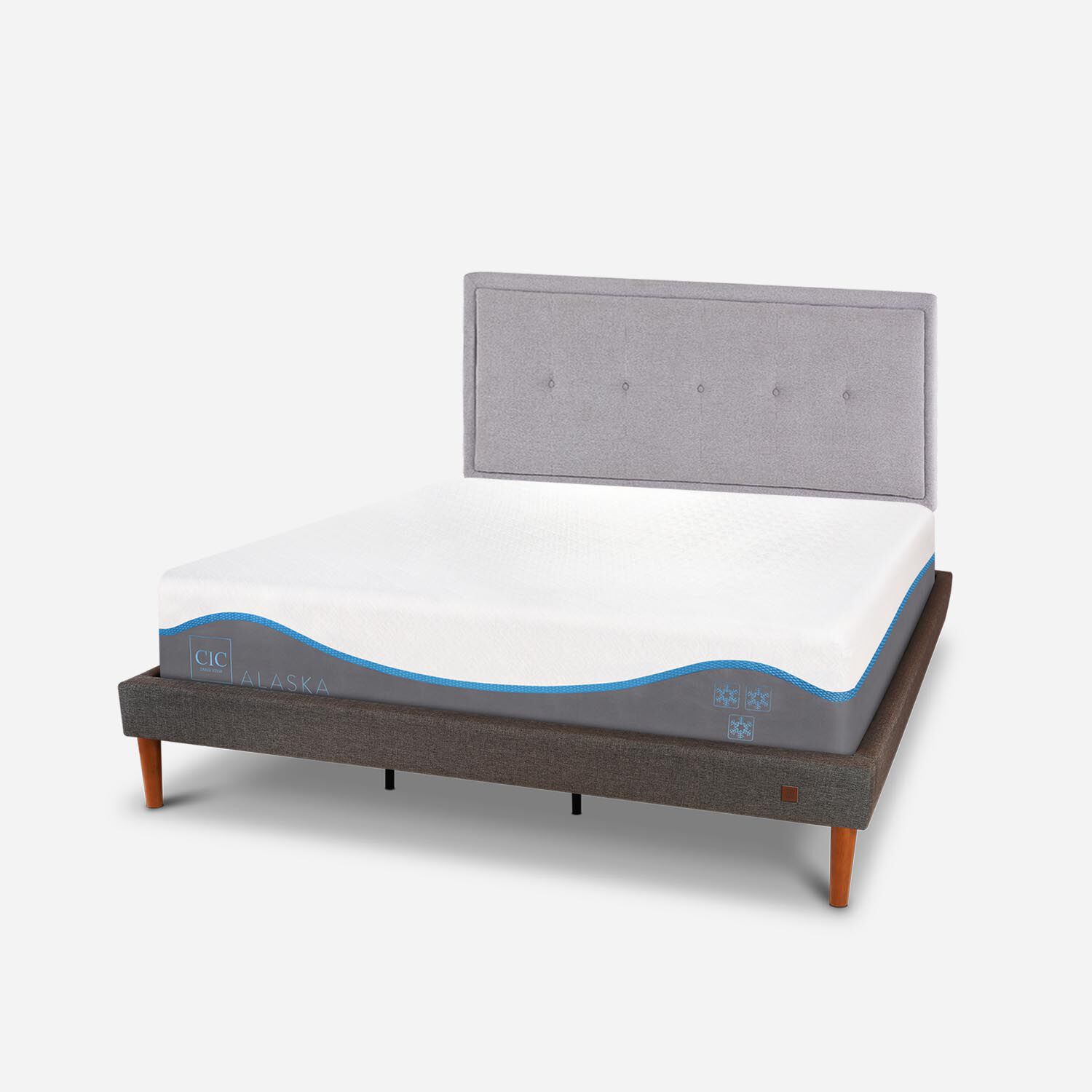 Cama Europea Curve King Alaska + Respaldo Ganges