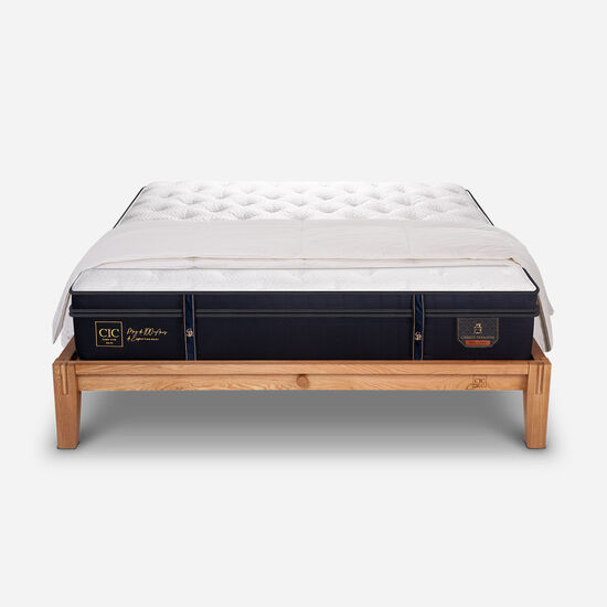 Cama Oak 2 Plazas Lux + Plumón 15% Pluma Ganso
