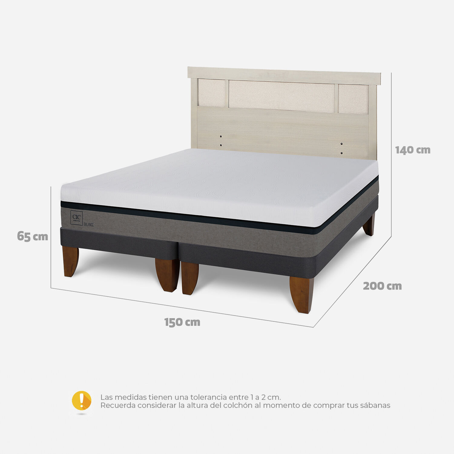 Cama Europea 2 Plazas Balance Base Dividida + Respaldo Dubl&iacute;n Alpino