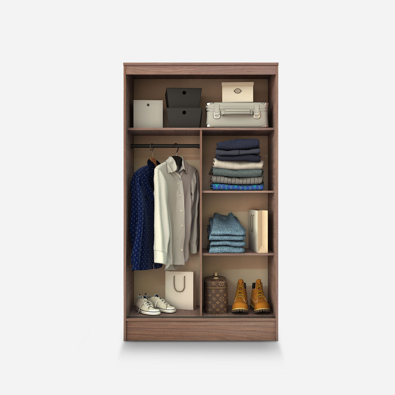 Clóset 2 Puertas Corredera Caburgua Walnut