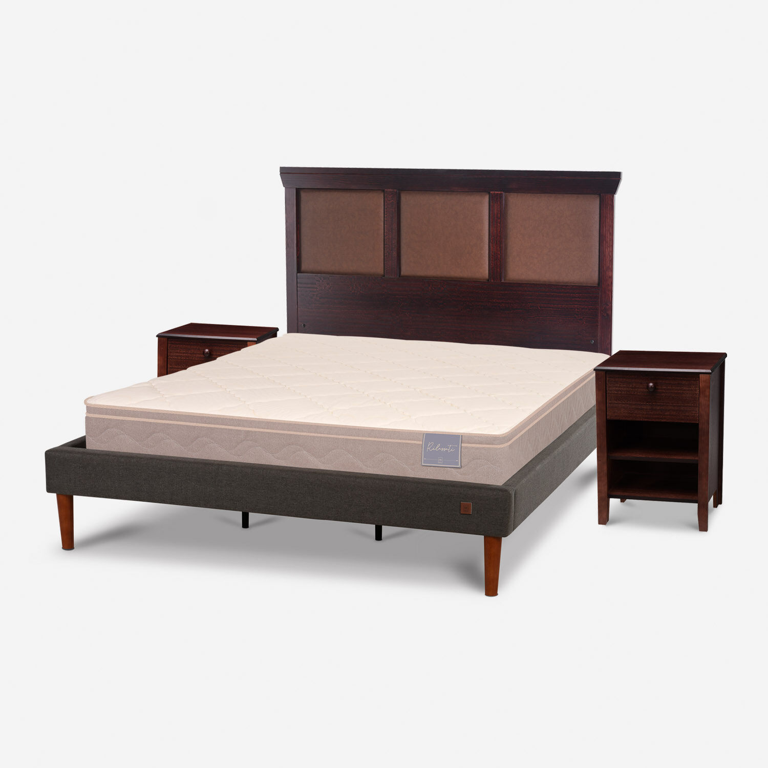 Cama Europea Curve King Rilassati + Set Torino Chocolate