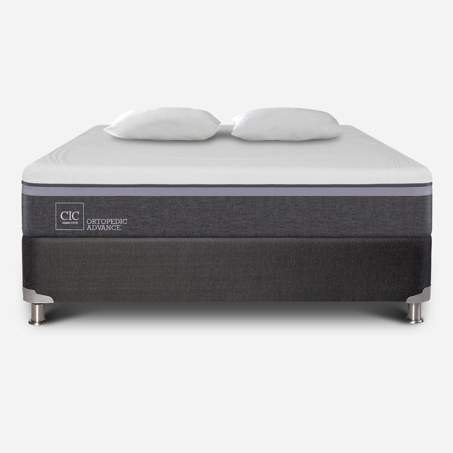 Box Spring 2 Plazas Ortopedic Advance Base Normal 5 Zonas + Almohadas