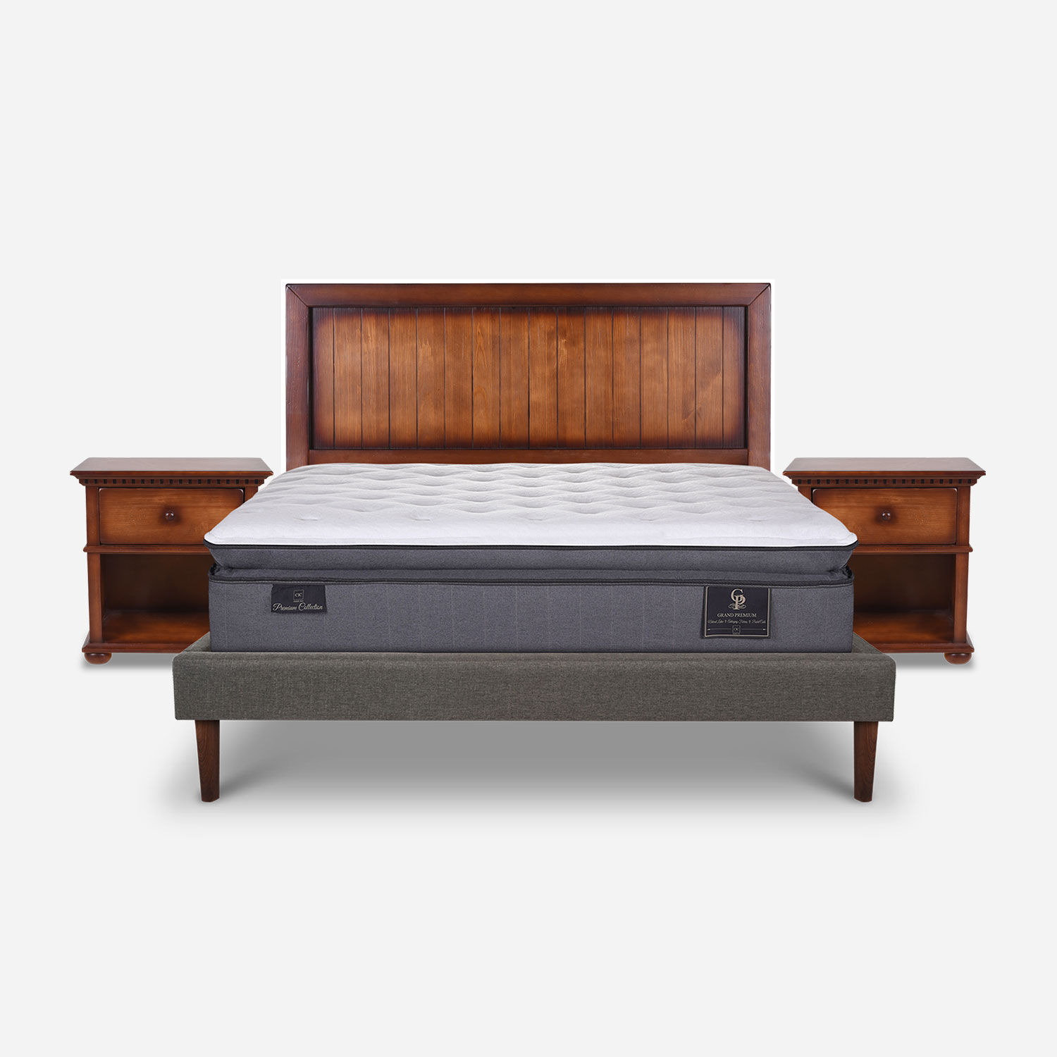 Cama Europea Curve 2 Plazas Grand Premium + Set Monterrey