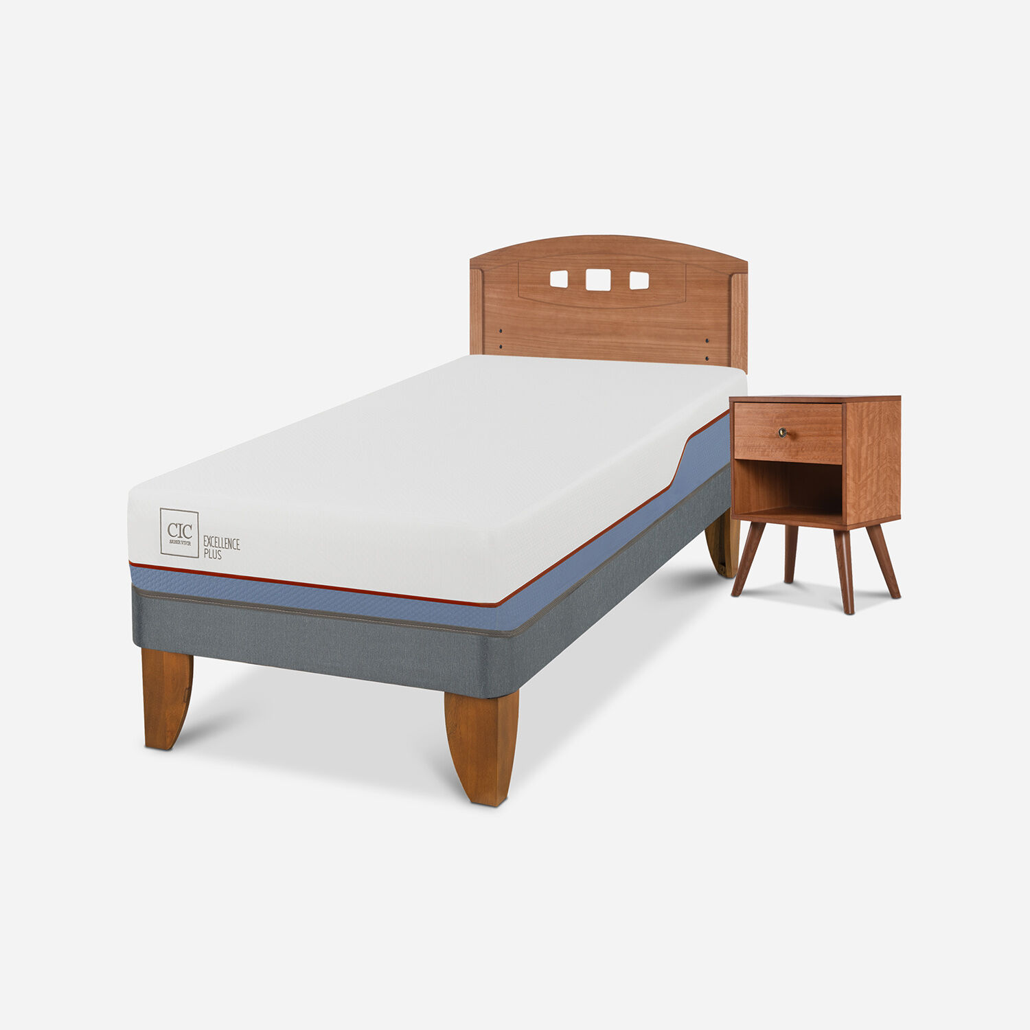Cama Europea 1 Plaza Excellence Plus + Set Gales