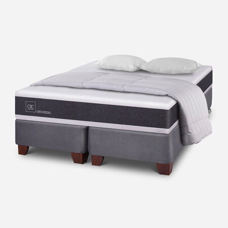 Box Spring King Ortopedic + Almohadas + Plum&oacute;n